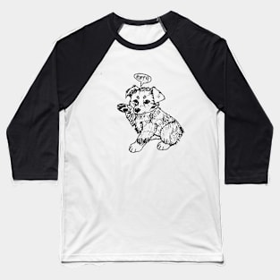 Cute Australian Shepherd Puppy Sketch Baseball T-Shirt